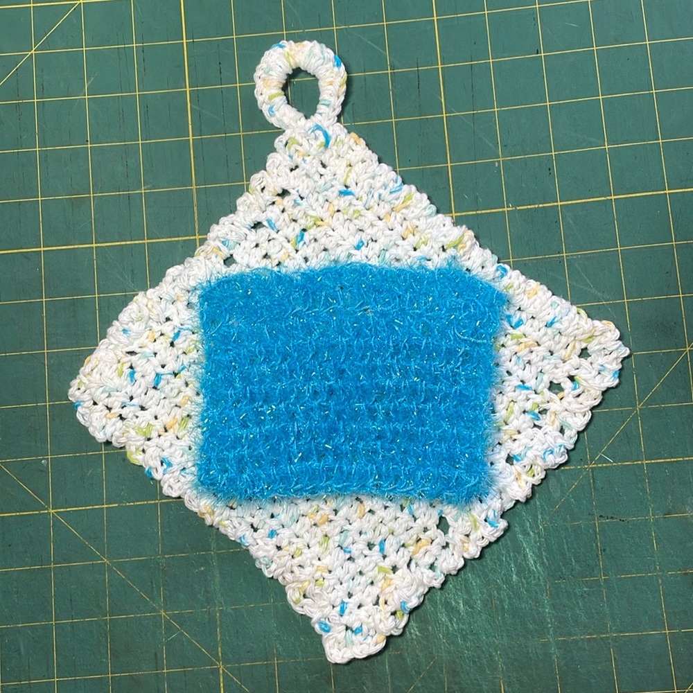 Handmade scrubby with matching hanging towel! Set crochet